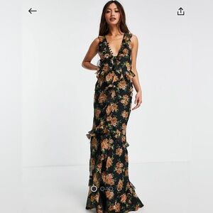 ASOS Ruffle Maxi Dress with Floral Print